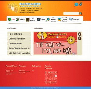 Bandages and Boo-Boo's Press custom WordPress theme.