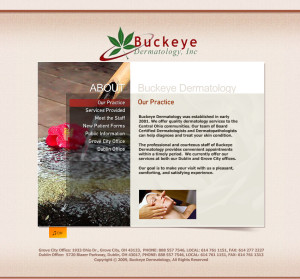 Flash website design for Dublin and Grove City Ohio Dermatology office.