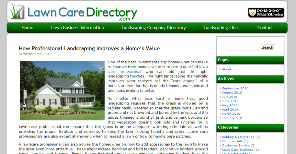 Lawn Care Directory Custom Website Design
