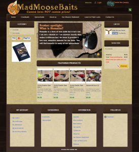 Custom Prestashop eCommerce website design for fishing lure store.