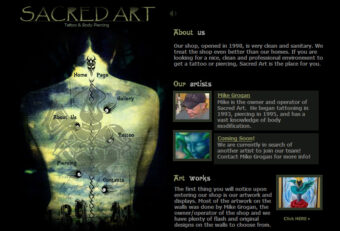 Flash website design for Columbus, Ohio tattoo studio.