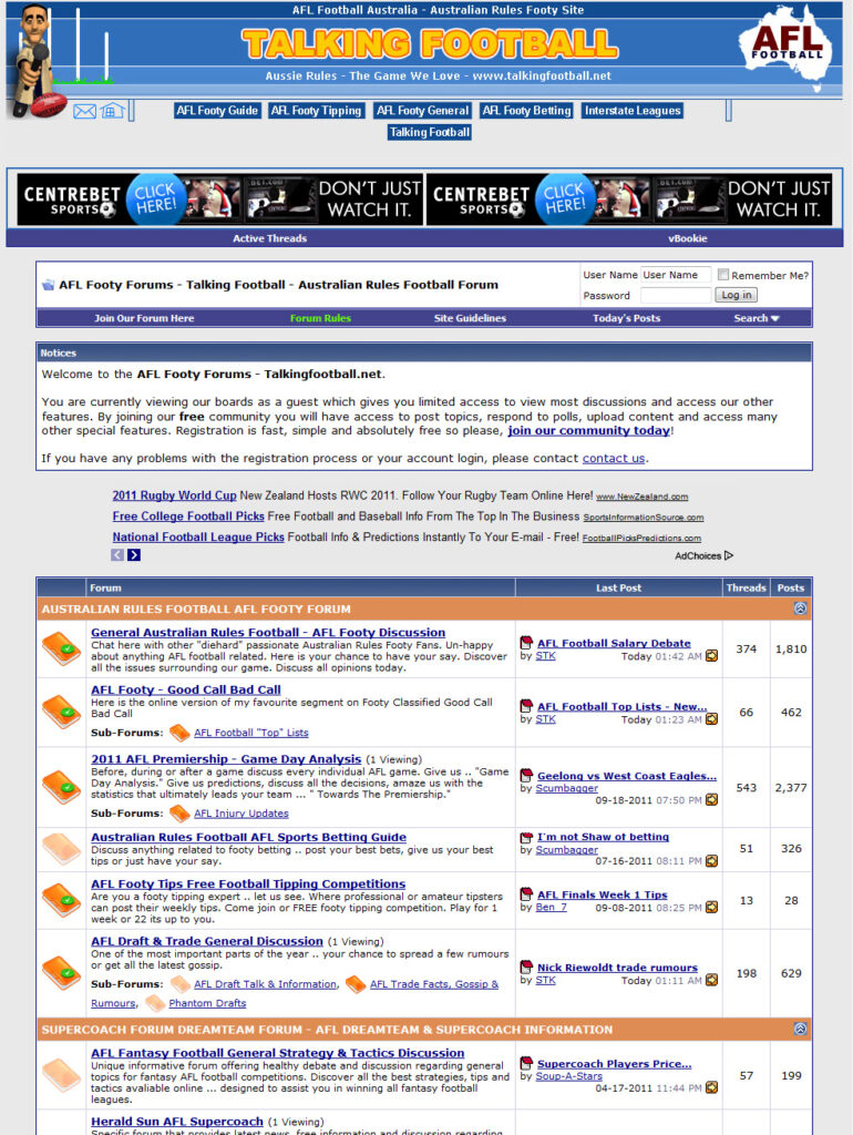 vBulletin forum website design.