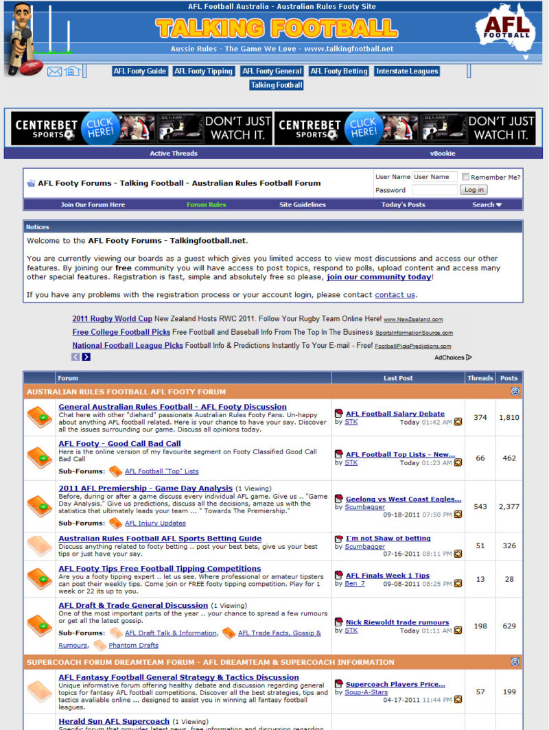 vBulletin forum website design.