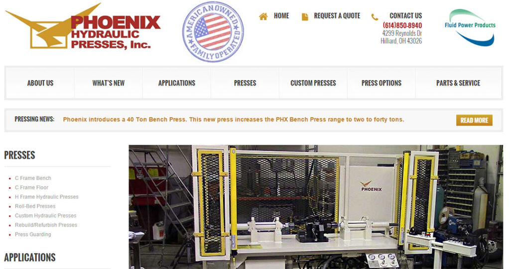 Phoenix Hydraulic Press Wordpress Website Design