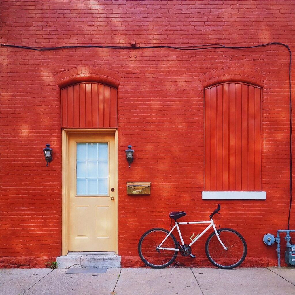 Simple red building.